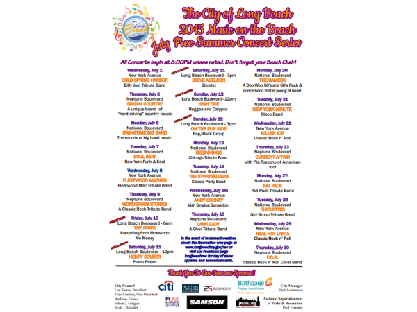 Full Long Beach 2015 Summer Concert Schedule - Long Beach, NY Patch