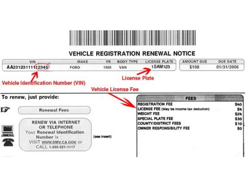 california dmv lookup registration fees