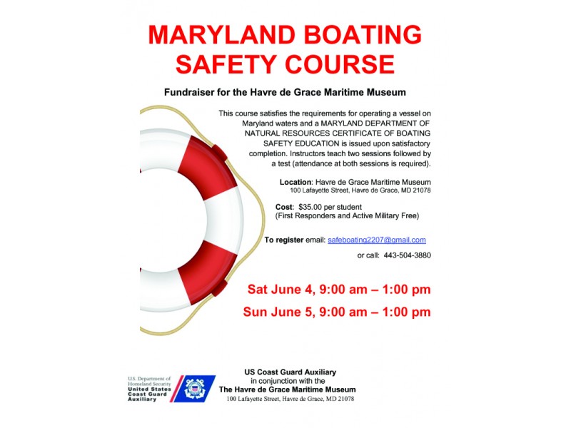 Coast Guard Auxiliary Offers Boating Safety Course Havre De Grace Md