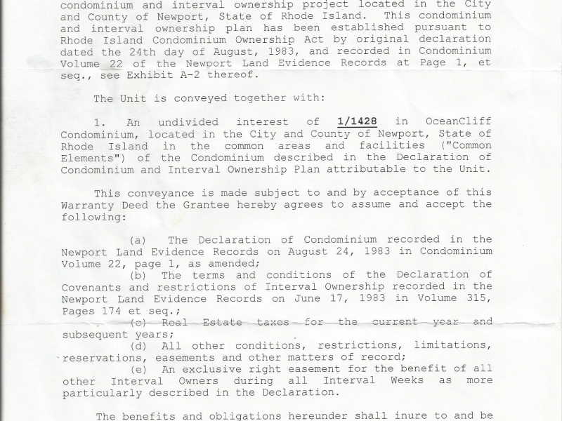 A timeshare deed?? But why a timeshare deed?? Tiverton, RI Patch