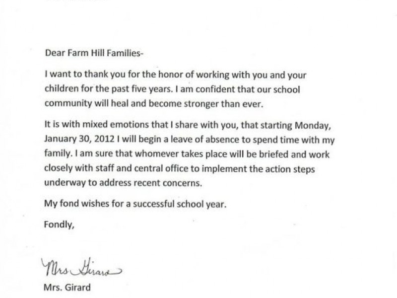 permission due to absence school letter for vacation Absence 'Scream Amid Takes Principal Leave of Rooms