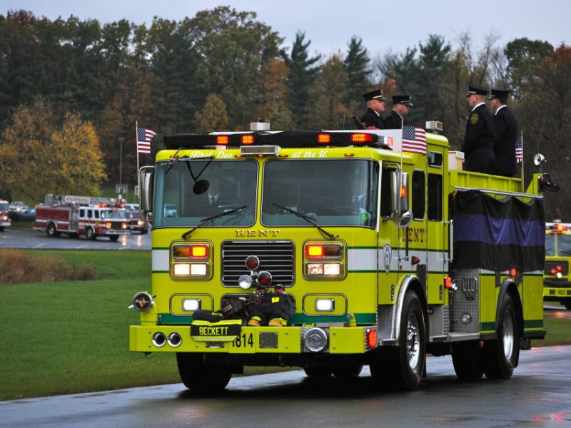 PHOTOS: Fire Truck Procession Honors Fallen Kent Firefighter | Kent, OH