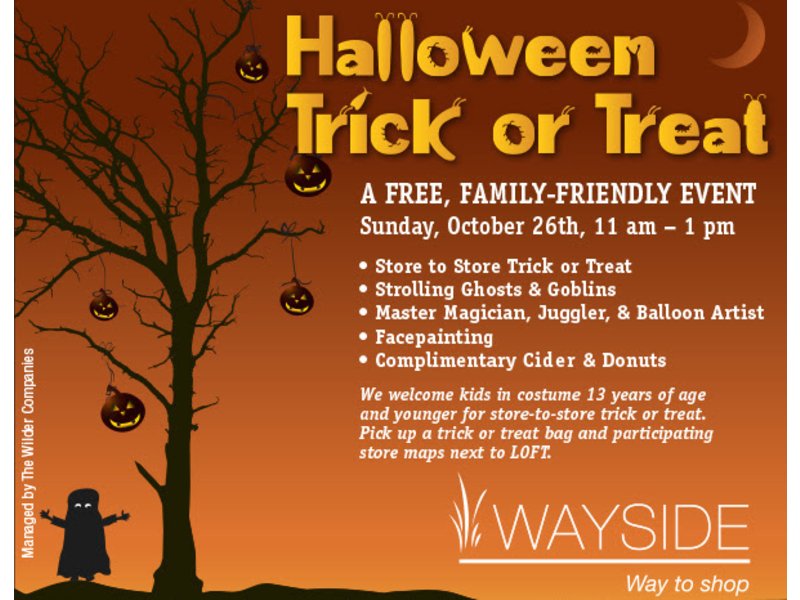 Halloween Trick or Treat Event at Wayside Commons in Burlington Oct. 26