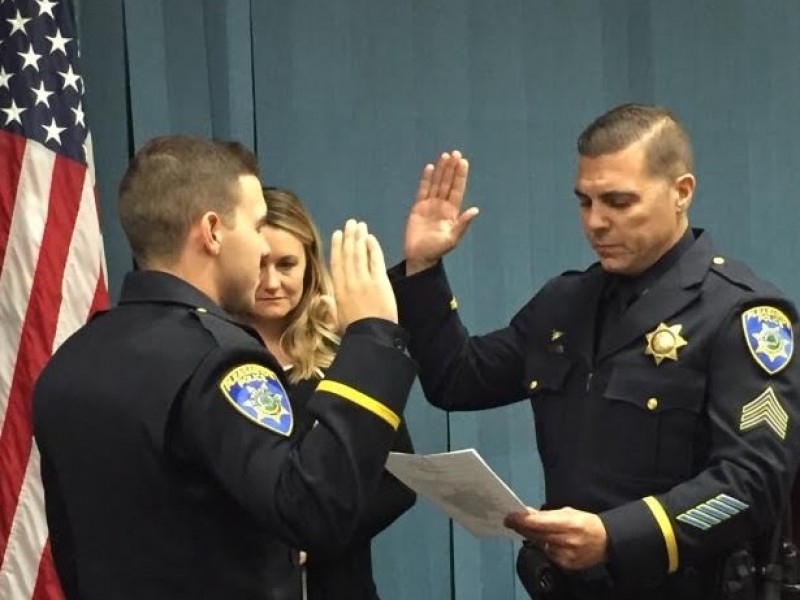 Watch Pleasanton Police Department's Newest Police Officer Sworn in by