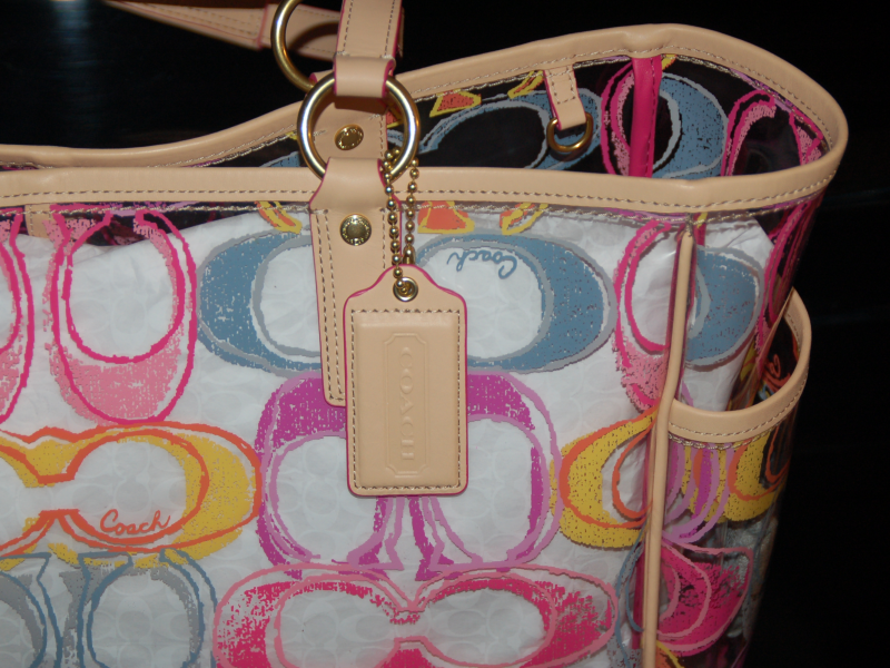 Coach Scribble Clear Large Beach Bag Tote w/ matching Wristlet ~ F22513 ...