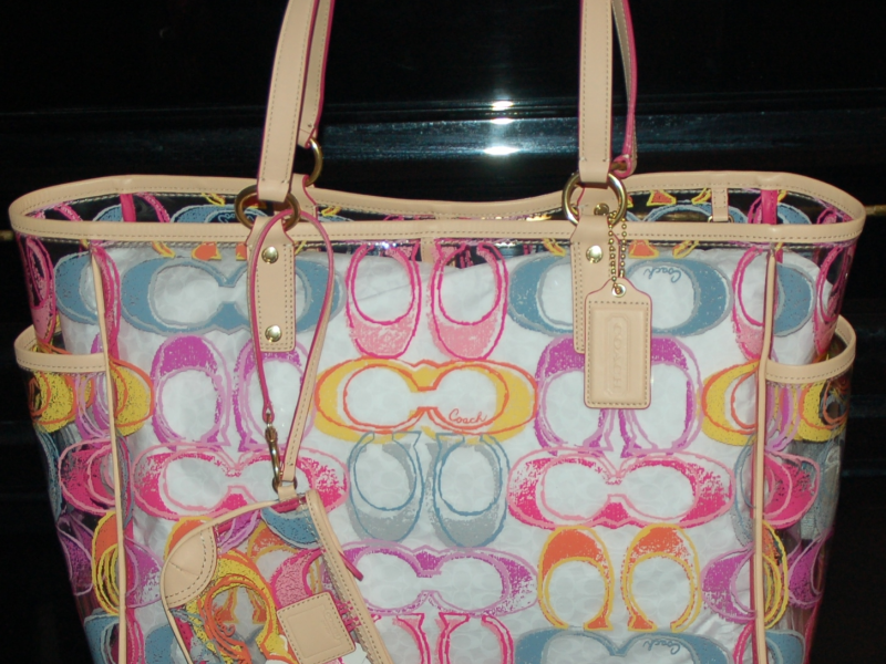 Coach Scribble Clear Large Beach Bag Tote w/ matching Wristlet ~ F22513 ~ NWT | Huntington, NY Patch