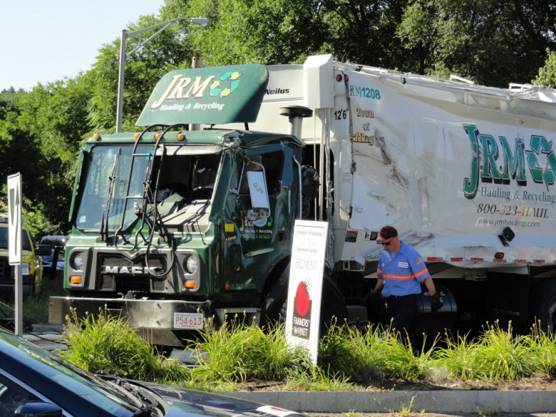 PHOTOS/VIDEO: Garbage Truck Rolls Over On Pleasant Street | Arlington ...