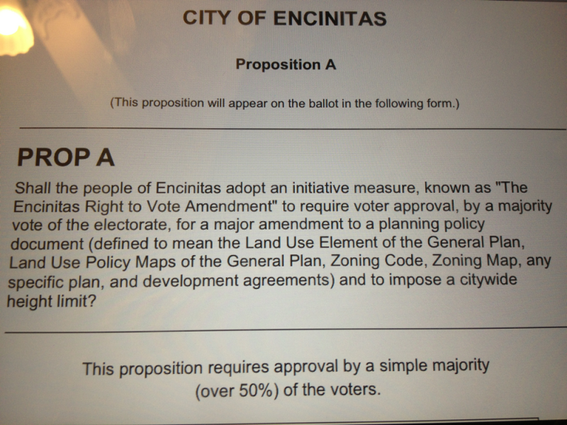 Issue: Prop. OKs ... Other If Towns Follow Should A, Encinitas