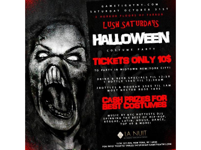 halloween party at la nuit 2 floors only 10 buy tickets now la nuit nyc flyer