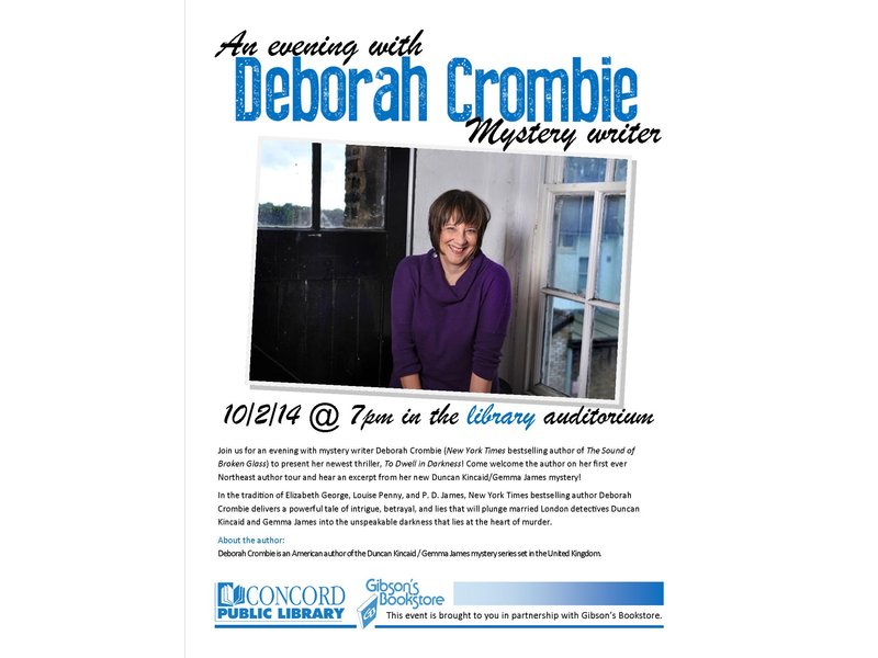 An Evening with Deborah Crombie, Mystery Writer | Concord ...