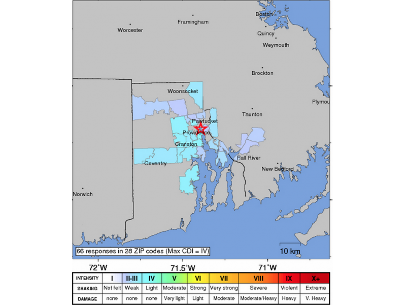 Largest earthquakes new england