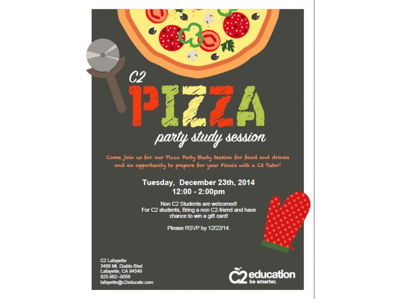 pizza party study session for students at c2 education lafayette study session flyer