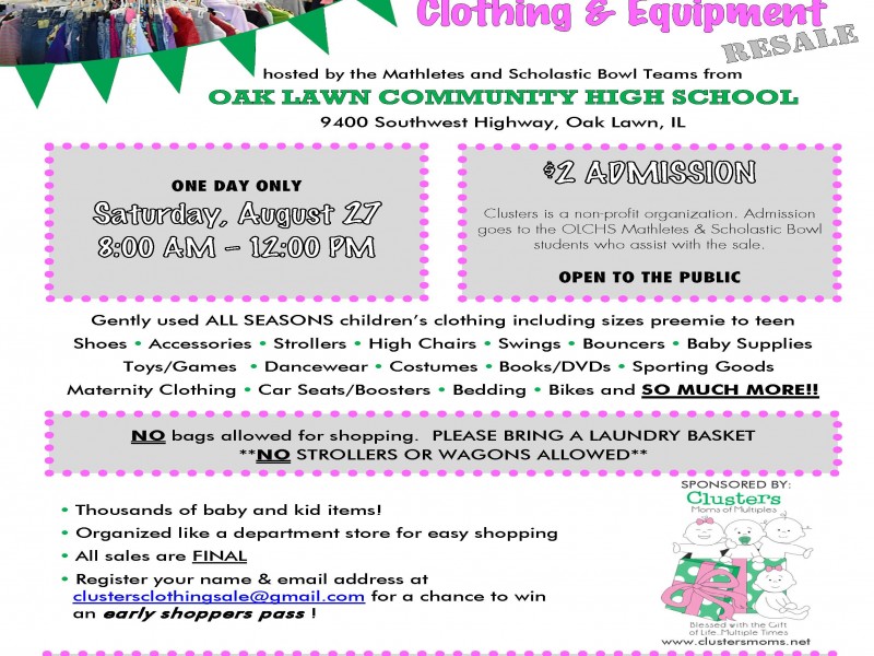 Save $$$! Shop Clusters MOMs RESALE on Aug 27! | Oak Lawn, IL Patch Save $$$! Shop Clusters MOMs RESALE on Aug 27! | Oak Lawn, IL Patch