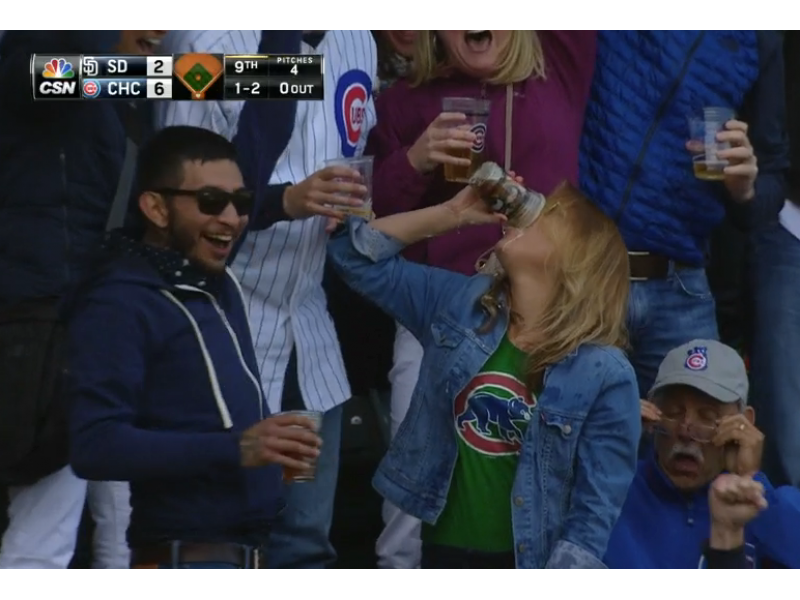 Chicago Cubs Fan Chugs Beer After Catching Foul Ball in Her Cup Lake View, IL Patch