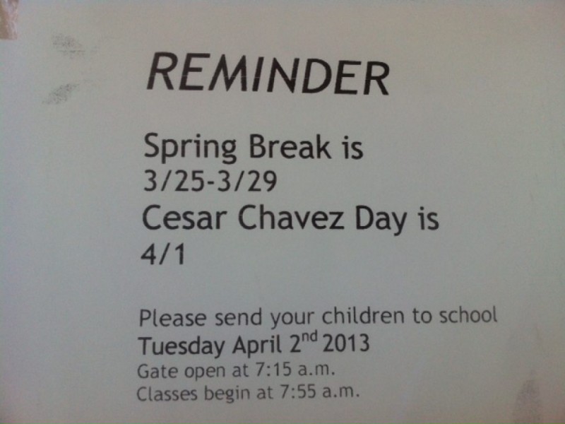 LAUSD Spring Break Includes April 1 for Cesar Chavez Day Echo Park