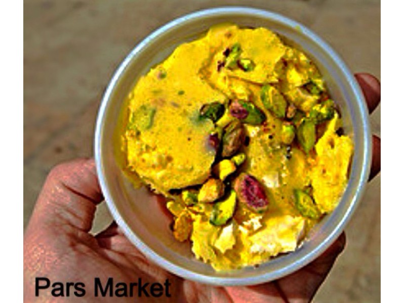 Rosewater Saffron with Pistachio Ice Cream and Persian Noodle Ice Cream