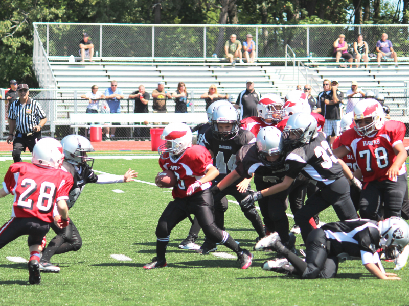 Milford Youth Football 5th Grade Black Team in action against Leicester