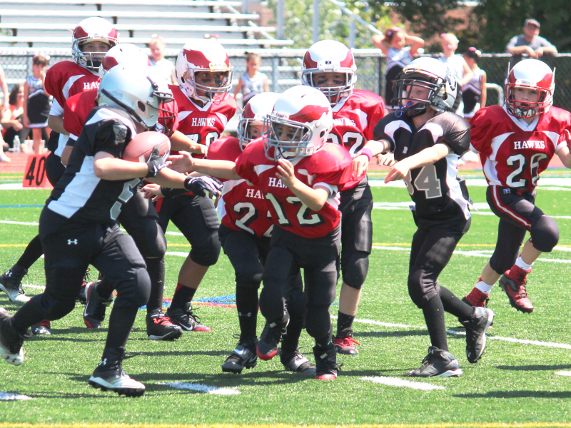 Milford Youth Football 5th Grade Black Team in action against Leicester