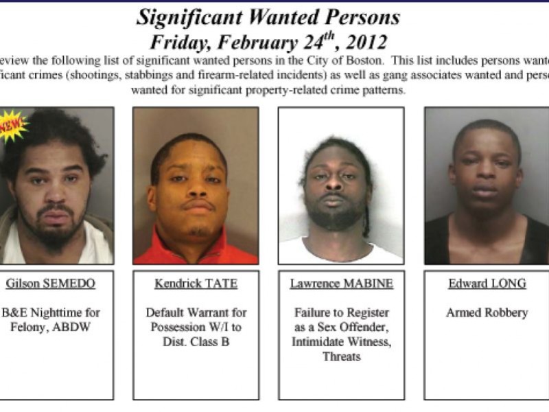 Boston Police Department Releases 'Most Wanted' List West Roxbury, MA