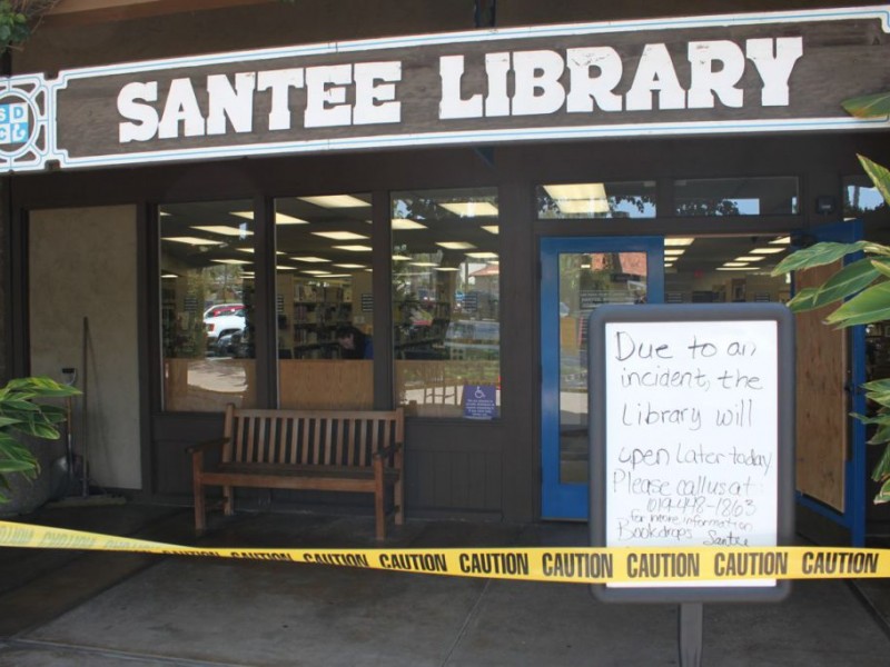 Santee Library Vandalized, Closed Friday Morning, Now Open Santee, CA