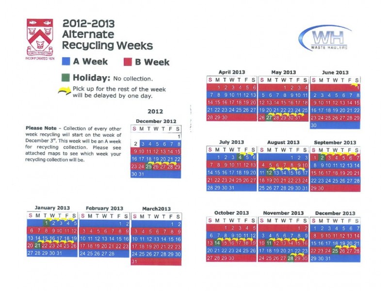 North Kingstown 20122013 Recycling Pickup Schedule North Kingstown