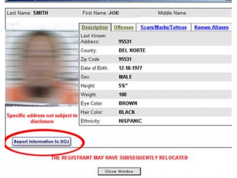 Megans law registered sex offender