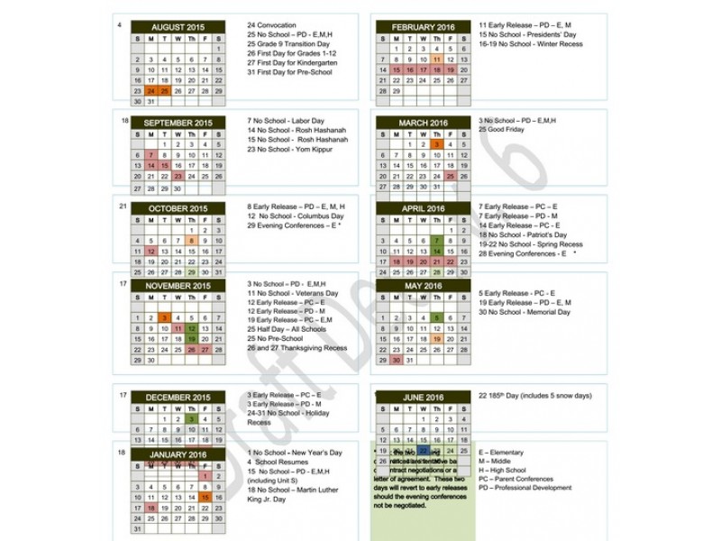 Proposed 201516 Calendar Presented to Framingham School Committee
