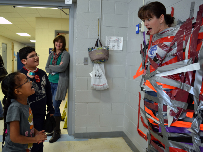 Sticky Situation Puffer Students Pay to Tape Teacher to Wall Downers