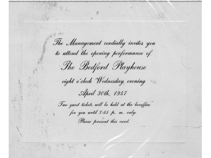 you are cordially invited bedford playhouse opening 1947 bedford