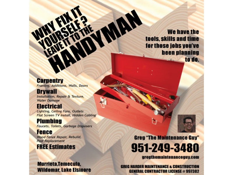 Handyman Home Repair Greg The Maintenance Guy Lake Elsinore Ca