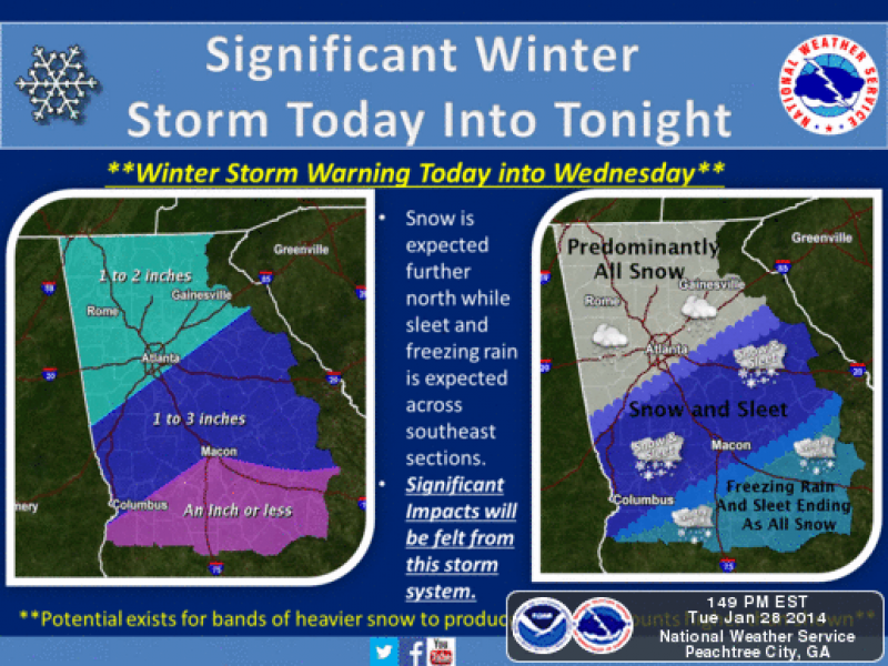 Winter Storm Leon How Much Will It Snow in Cumming, Forsyth County