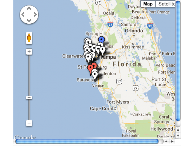 Fourth of July Fireworks Map for Safety Harbor, Tampa Bay Area Safety