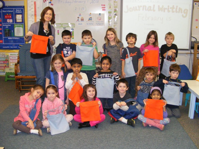 McGregor Elementary First Graders Recyle Jeans to Make Book Bags